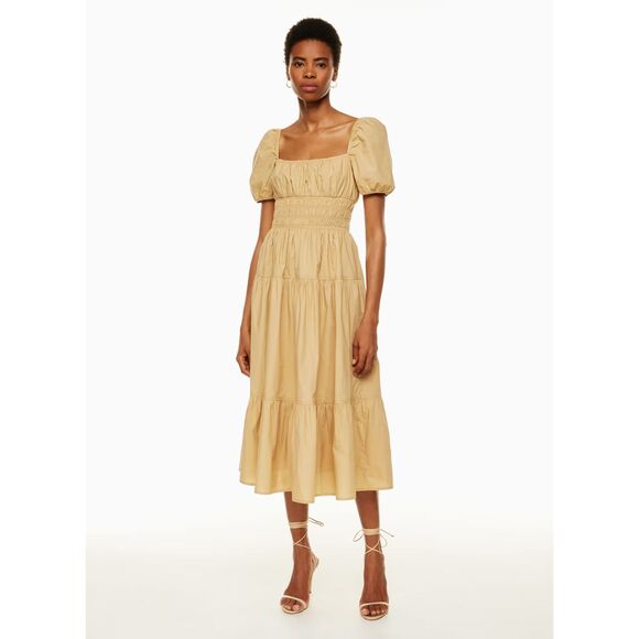 ARITZIA Wilfred Allegoria Poplin Midi Dress Tan Small - Picture 1 of 6